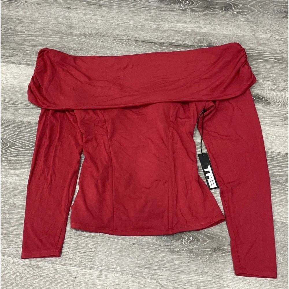 NWT TA3 Corset Shapey Slimming Long Sleeve Off Shoulder Top Rust Red Women's 2XL